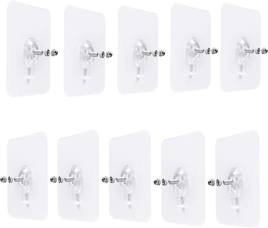 LAJAR 10Pcs Adhesive Wall Mount Screw Hooks,