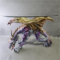 Large Fantasy Dragon Glass Top Table