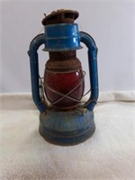 Antique Dietz Blue Lantern With Red Globe