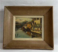 Vintage Canal Painting On Canvas