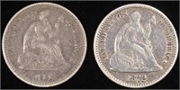 1861 (XF) & 1872 (FINE) SEATED LIBERTY HALF DIMES