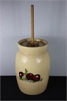 Apple Decorated Stoneware Butter Churn