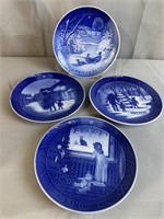 4 Blue & White Collectors Plates -Denmark