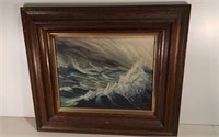 Signed Seascape Oil Painting 30x26"