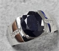 $350 Silver Sapphire(4.15ct) Ring