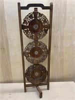 WOODEN INLAID PLANT STAND