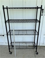 4-Shelf Black Metal Cart with Casters