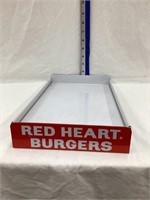 Red Heart Burgers Metal Adv. Tray, 8 1/4”L, 2”T,