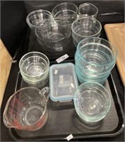 Anchor Hocking Measuring Cup, Pyrex Glass Bowls.