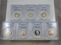 (7) PCGS PR69DCAM Silver Quarters