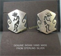 Native American Clip On Earrings Sterling Silver