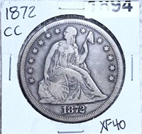 1872-CC Seated LIberty Dollar LIGHT CIRC