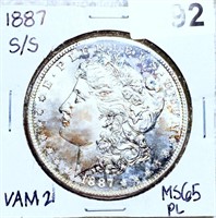 1887-S/S Morgan Silver Dollar GEM BU PL VAM-2