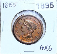 1855 Braided Hair Large Cent CHOICE AU