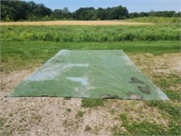 12'X15'  tarp some small holes very usable.