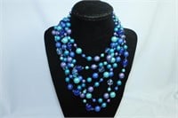 Decorative Blue Multi-Strand Necklace