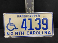 Vintage NC Handicapped License Plate