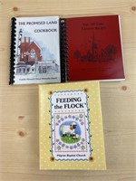 (3) Church Cookbooks including Feeding the Flock