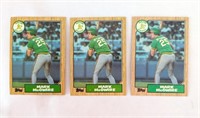3 Mark McGwire 1987 Topps RC Rookie Cards #366