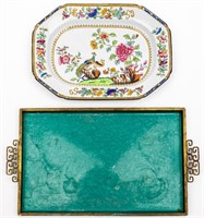 English Chinoiserie Porcelain Platter & Kyes Tray