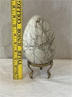 5 Lb Large Marble Egg W. Brass Stand