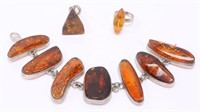 LADIES STERLING SILVER AMBER JEWELRY