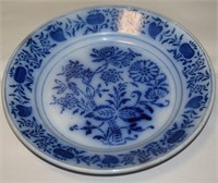 Antique Opaque Luneville France Blue Onion Plate