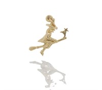 9ct yellow gold witch charm/pendant