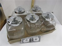 5 - glass canisters with lids