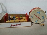 Vintage wood Playskool toy and drum