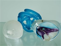 Glass Paper Weights and Swirl Sculpture