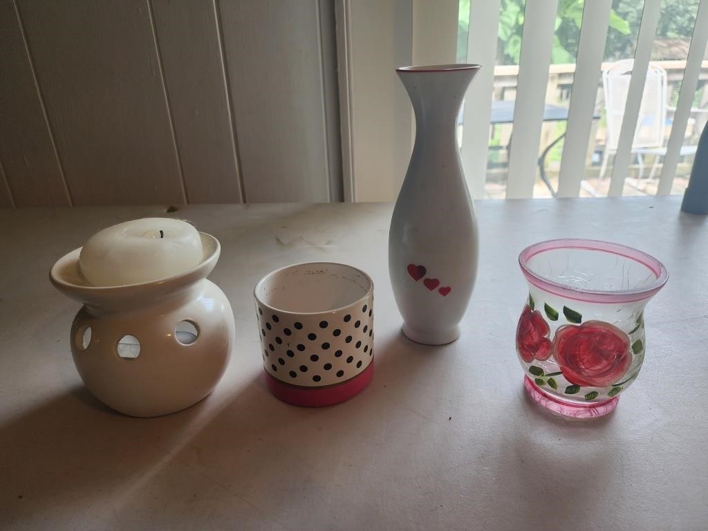 Vases and candle holder