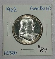 1962  Franklin Half Dollar   Gem BU-65