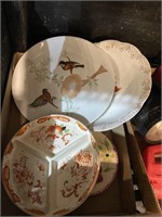 bird plates made in Japan divided three