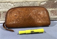 LEATHER TOOLED CLUTCH