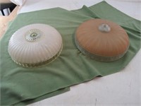 2) 1950's Glass Ceiling Light Fixture Shades