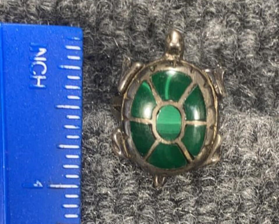 Malachite Turtle Ring Size 5