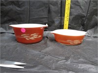 2 Pyrex Bowls (1=-6" x 3&1/4" and the other 6&1/4"