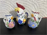 3 Chicken Pitchers, Made in Italy