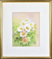 M.H. WYMAN WHITE FLOWERS WATERCOLOUR