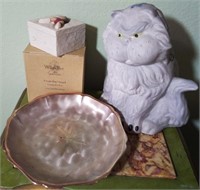 WILLOW TREE TRINKET BOX, CAT & COLLECTIBLE PLATE