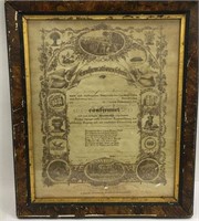 Dated 1878 Confirmation Certificate, Framed