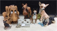 Figurines (8)-Old Horse, Dogs, Woodpecker