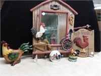 Roosters- Wall hanging with Mirror, Figurines