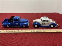 2 die-cast coin bank vehicles