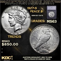 ***Auction Highlight*** 1927-s Peace Dollar 1 Grad