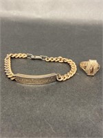 Vintage Gold Class RIng and ID Bracelet