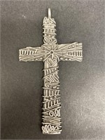 Signed Pewter Cross Pendant
