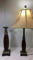 Lot of matching lamp and candlestick holder