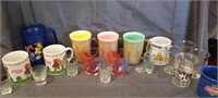 Assorted Mugs, Glasses & Shot Glasses, Some